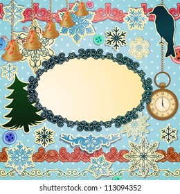 Vector scrapbooking luxury set for Christmas. Every object can be moved and used separately.