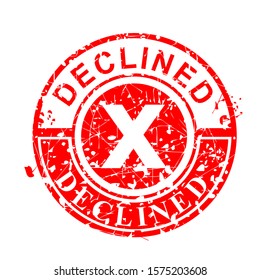Vector, Scratch Circle Red Rubber Stamp, Declined, Isolated on White

