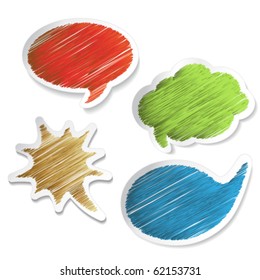 Vector scratch speech bubble stickers