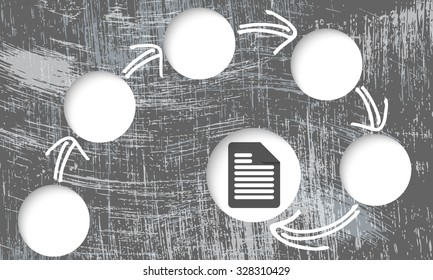 Vector scratched background and circular boxes for your text and document icon