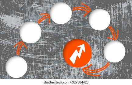 Vector scratched background and circular boxes for your text and flash symbol