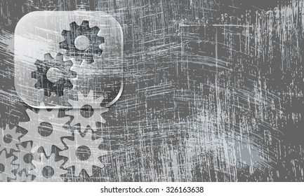 Vector scratched background and transparent cogwheels