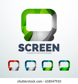 Vector screen abstract icons created with overlapping waves