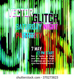 vector screen glitch digital illustration, modern trendy design background