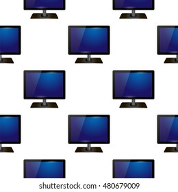 Vector Screen Monitor Seamless Pattern on White Background