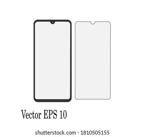 Vector Screen And Phone Protector Glass. Eps 10