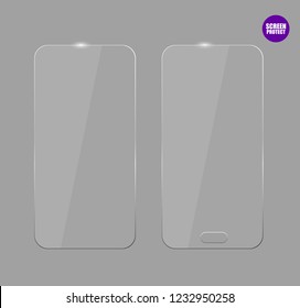 Vector screen protector film or glass cover. Screen protect Glass