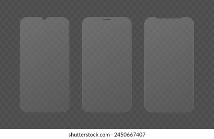 Vector protector de pantalla película o cubierta de vidrio. Protector de pantalla de vidrio