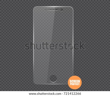 Vector screen protector film or glass cover. Screen protect Glass