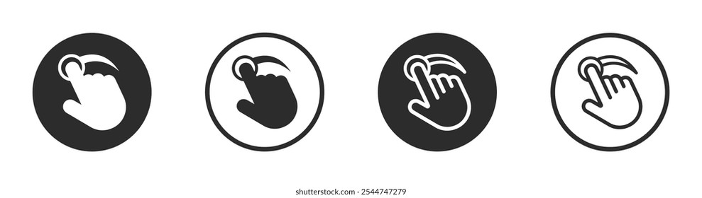 Toque na tela do vetor deslize os ícones dos dedos. Ilustrações com o dedo deslizante do toque da tela