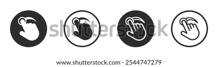 Vector screen touch swipe finger icons. Screen touch swipe finger illustrations