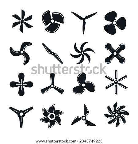 Vector screw fan prop tyrbine blade motor. Rotor shape boat air propeller symbol industry cooler airflow