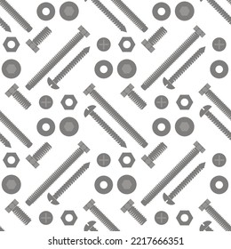 Vector screw hex bolt seamless pattern design illustration isolated on white background.
