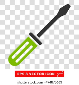 Vector Screwdriver EPS vector pictogram. Illustration style is flat iconic bicolor eco green and gray symbol on a transparent background.