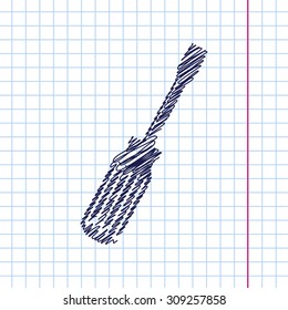 Vector screwdriver icon isolated on copybook background. Eps10 