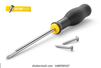 Vector screwdriver on white background