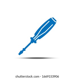 Vector screwdriver solid icon, 64x64 Pixel perfect icon, small shadow on white isolated background