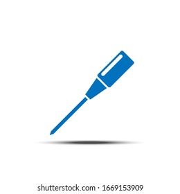 Vector screwdriver solid icon, 64x64 Pixel perfect icon, small shadow on white isolated background