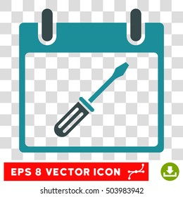 Vector Screwdriver Tuning Calendar Day EPS vector icon. Illustration style is flat iconic bicolor soft blue symbol on a transparent background.
