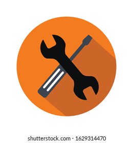 Vector Screwdriver and wrench sign, flat icon