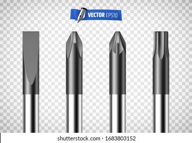 Vector screwdrivers on transparent background