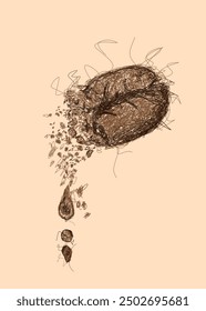 vector scribble art coffee beans,cafe,poster