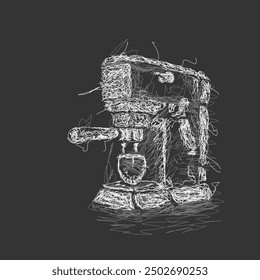 vector scribble art coffee machine