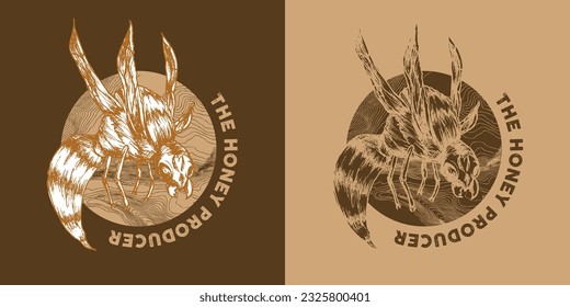 vector of scribble bee design logo