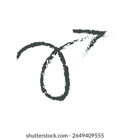 Vector scribble, black curved texture arrow