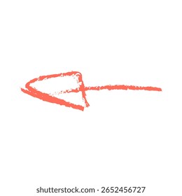Vector scribble, bright red curved texture arrow