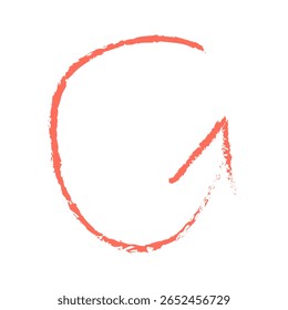 Rabisco de vetor, seta de textura curvada vermelha brilhante