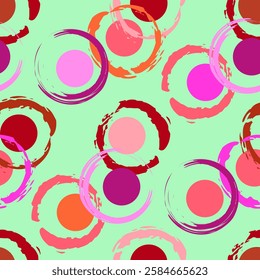 Vector - scribble circels illustration, 
colored seamless pattern.