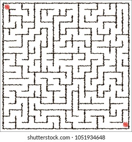Vector scribble image of a square maze.