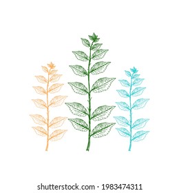 vector scribble leaves for fabric motifs, bed sheets, book covers, plant vectors
