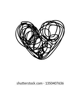vector scribble line heart art
