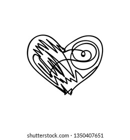 vector scribble line heart art