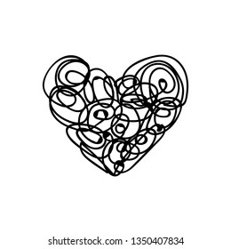 vector scribble line heart art