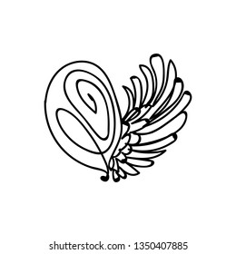 vector scribble line heart art