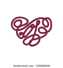 vector scribble line heart art