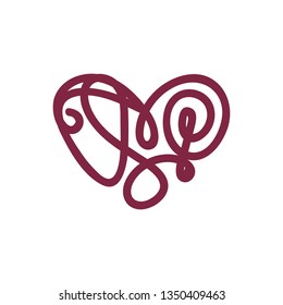 vector scribble line heart art