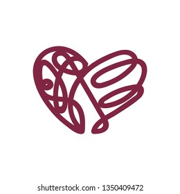 vector scribble line heart art