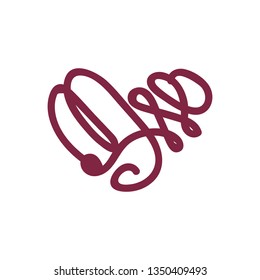 vector scribble line heart art