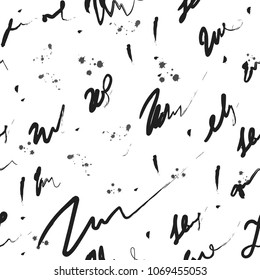 Vector scribble seamless pattern. Ink scribble continuous background on whit. Vector Illustration