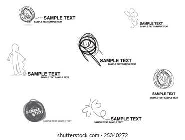 VECTOR SCRIBBLE SET OF BRAND IDENTITY DESIGN ELEMENTS. Vector icons and symbols such as logos.