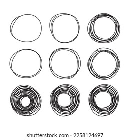 vector scribble sketch of pencil circles isolated on white background