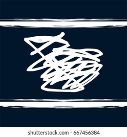 Vector scribble and stripes trendy hipster pattern element. White doodles and stripes on a dark blue background. Denim or navy jeans or shirt fashion design. Modern original vintage retro background.