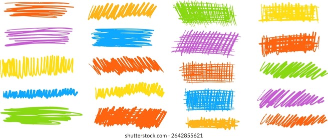 Vector scribble textures and crosshatch strokes set on transparent background. Great for highlights, decorations, and creative notes. Vector EPS 10 - Powered by Shutterstock - Get 15% off with code: PIKWIZARD15