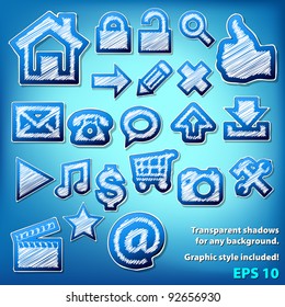Vector scribbled grungy icons. Graphic style included.