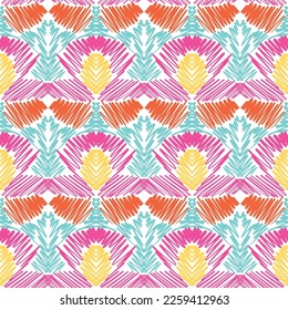 Vector scribbles colored pencils hand drawn doodle seamless pattern