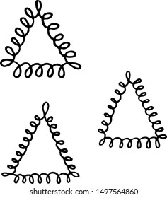 Vector. Scribbles in the shape of a Christmas tree, variants of primitive drawings for the decor of the holiday in a modern style. Set, graphic image of the symbol of loops, lines, dashes.